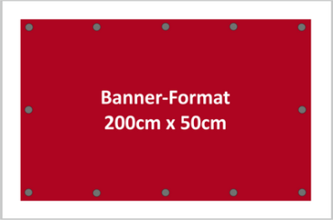 werbeplane 200x50cm quer mit Ösen umlaufend alle 50cm